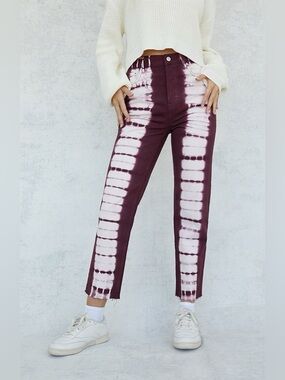 Tie-Dye Purple & White Button fly Women’s Jeans